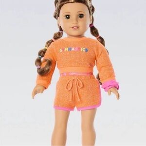 American Girl Lila’s gymnastics practice outfit orange shirt and shorts only